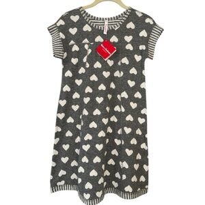 HANNA ANDERSSON girls dress,soft  cotton sz 140 US, sz 10, gray and white hearts